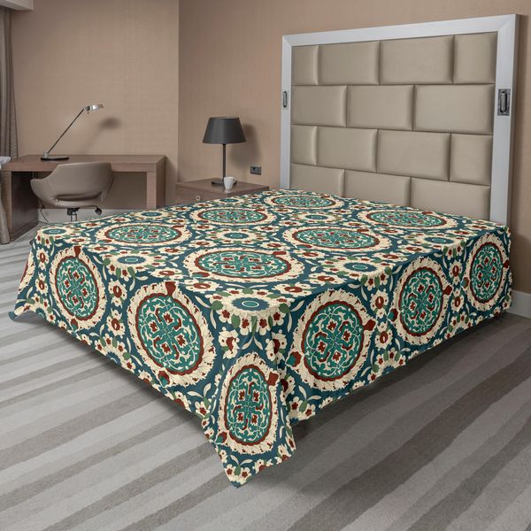 Abakuhaus Lenzuolo Orient, Design Grafico Con Motivi Classici Orientali Antichi, Colori Asiatici Retrò Nostalgici, Lenzuolo Morbido E Confortevole Per Un Letto Decorativo, 1 Pezzo 266 Cm X 260 Cm, Multicolore-image