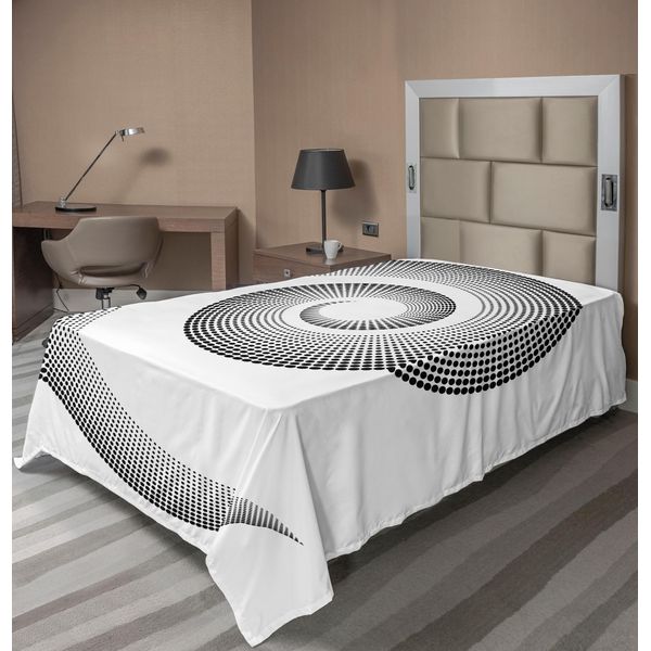 Abakuhaus Lenzuolo Spiers, Curva A Spirale Che Ruota Attorno A Un Asse Parallelo Al Disegno Centrale Dell'anello, Lenzuolo Morbido E Confortevole Per Un Letto Decorativo 1 Pezzo 260 Cm X 168 Cm, Nero-image