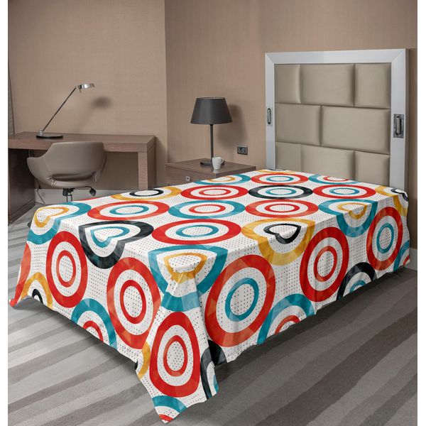 Abakuhaus Lenzuolo Psichedelico, Motivo Retrò Trance, Tema Discoteca, Stampa Moderna, Lenzuolo Morbido E Confortevole Per Un Letto Decorativo, 1 Pezzo, 190 Cm X 100 Cm, Nero, Bianco, Blu-image