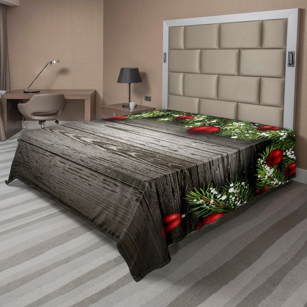 Abakuhaus Lenzuolo Natalizio, Ornamenti Celebrazione Storica Nostalgica E Riunione Tema Religioso Stampa, Lenzuolo Morbido E Confortevole Per Un Letto Decorativo 1 Pezzo 244 Cm X 205 Cm, Marrone E Rosso-image