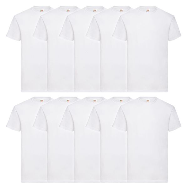 Confezione Da 10 T-Shirt Fruit Of The Loom Valueweight Colore: Bianco Taglia: 2XL-image