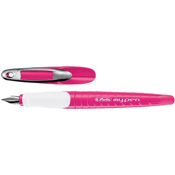 Herlitz 300006790 Stilografica Herlitz My.Pen, Larghezza Pennino: L, Rosa/Bianco-image