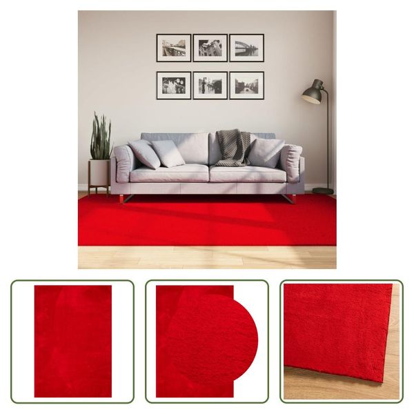 The Living Store Tappeto Huarte A Pelo Corto Morbido E Lavabile Rosso 160X230 Cm-image