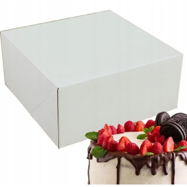 Scatola Per Torte Bianca 18X18X9Cm Imballaggio Stabile Di Cartone Di Peel-image