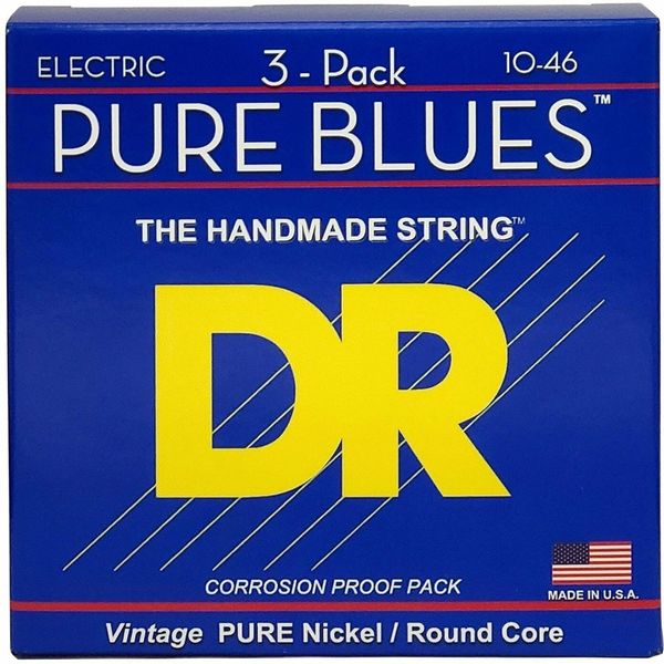 Dr Strings PHR-10 Pure Blues 3-Pack Corde Per Chitarra Elettrica-image