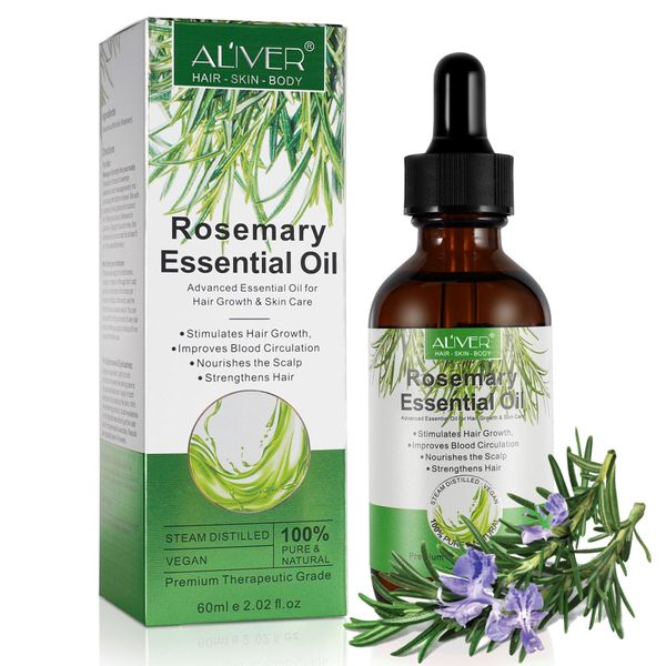 Olio Di Rosmarino Olio Essenziale Crescita Dei Capelli Cuoio Capelluto Cura Della Pelle Organico Vegan, 1X 60Ml-image