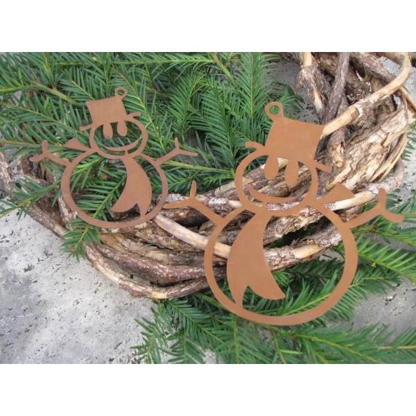 Nobile Decorazione Per Albero Di Natale In Ruggine, Pupazzo Di Neve Moderno, 3 Misure Appendiabiti Per Albero Di Natale - Grande-image