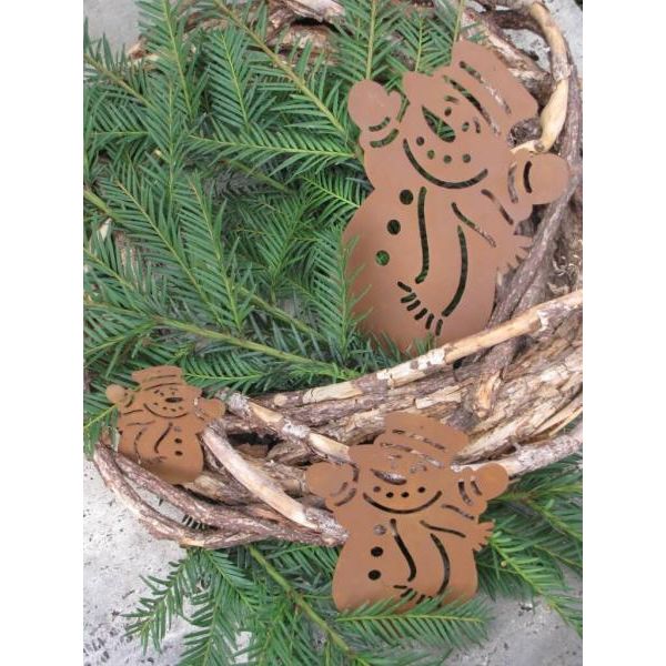 Decorazione Per Albero Di Natale In Acciaio Inox, Pupazzo Di Neve Con Sciarpa, 3 Misure Pupazzo Di Neve 2 - Medio-image