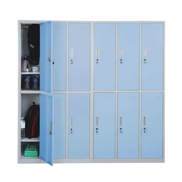 SchließFach Preston T829, SchließFachschrank Wertfachschrank Spind, Metall 12 FäCher ~ Blau-image