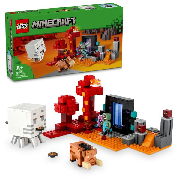 Lego Minecraft Ambush At The Nether Portal, Gioco Nell'aldilà Per Bambini Con Scene Di Battaglia E Figure Leggendarie, Tra Cui Ghast, Regalo Per Ragazzi E Ragazze Gamer Dagli 8 Anni In Su 21255-image
