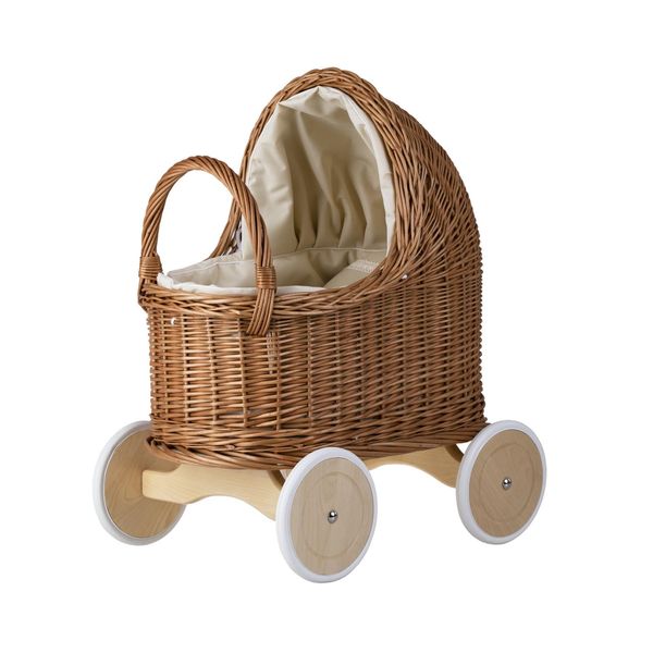 Carrozzina Grande In Vimini Di Colore Naturale, Girello (Beige)-image