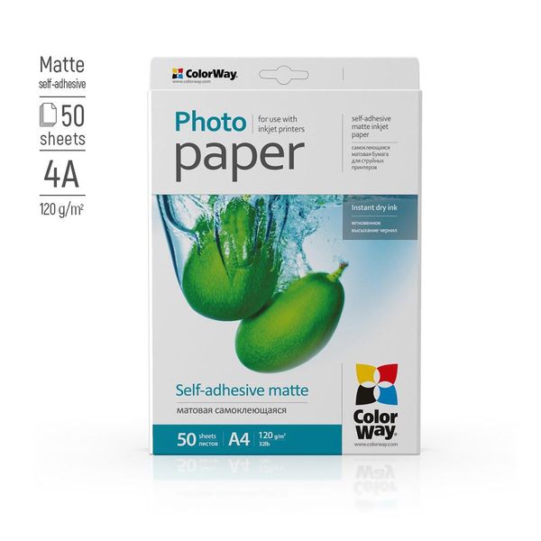 Carta Fotografica Colorway Opaca Autoadesiva 120G/M², A4, 50 Fogli-image