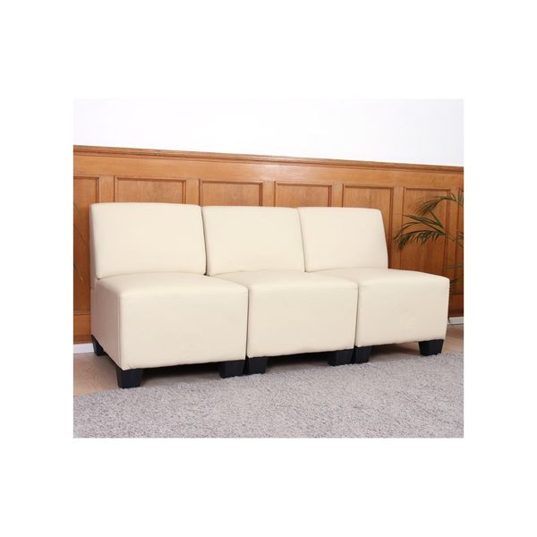 Modular 3-Sitzer Sofa Moncalieri, Kunstleder ~ Creme, Ohne Armlehnen-image