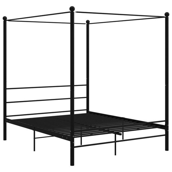 Syfax™ Letto A Baldacchino Nero In Metallo 160X200 Cm-image