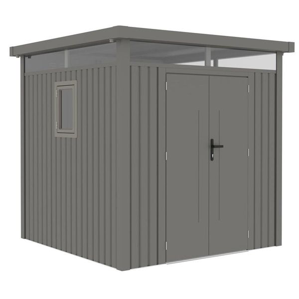 Casetta Da Giardino In Metallo Rojaplast Anna B 211 X 211 Cm Grigio-image