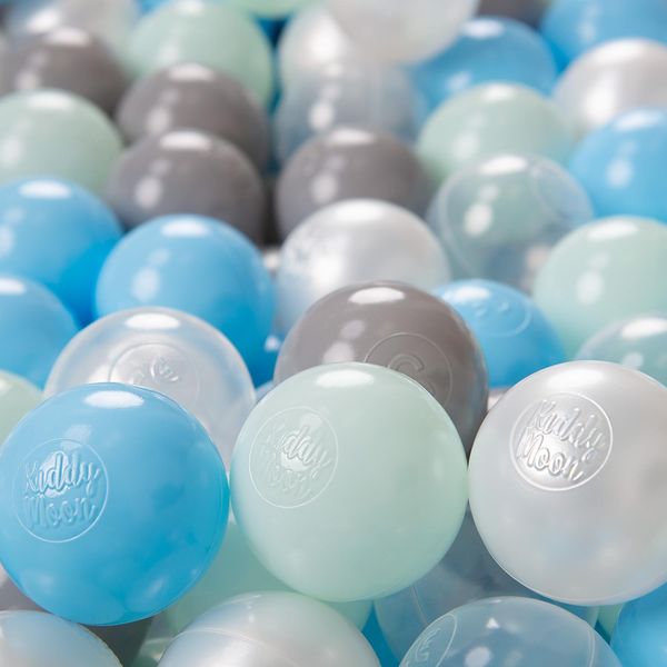 Kiddymoon 500 ∅ 6Cm Palline Da Bagno Per Bambini Palline Giocattolo Per Bambini In Plastica Eu, Grigio Perla/Trasparente/Blu Bambino/Blu-image