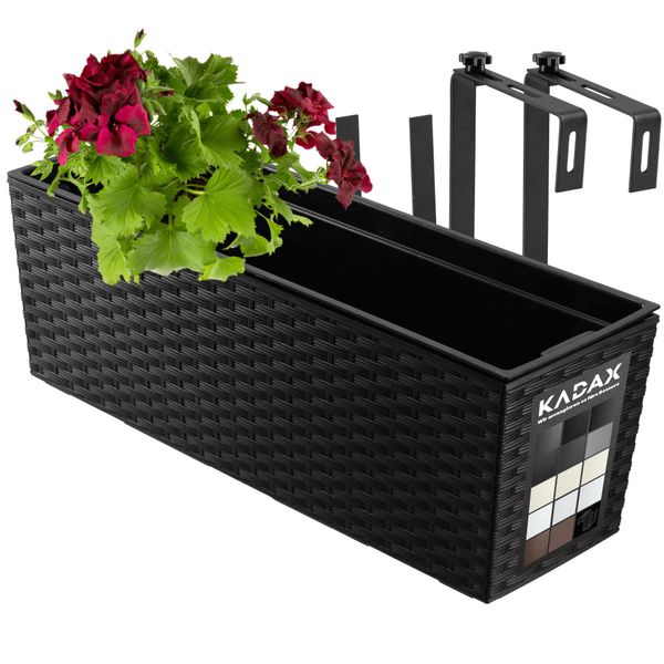 Kadax Vaso Da Fiori Con Inserto "Murano"", 56 Cm, Con Supporti, Motivo Rattan, Nero"-image