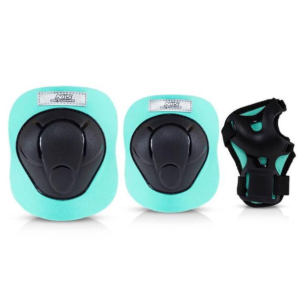 Nils Extreme Pads Set - Set 3In1 Ginocchiere Gomitiere Polsiere Per Bambini Adulti - Nero E Menta - M - H210-image