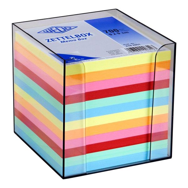 Scatola Per Appunti In Plastica Wedo Riempita Con Circa 700 Fogli 90 X 90 Mm-image