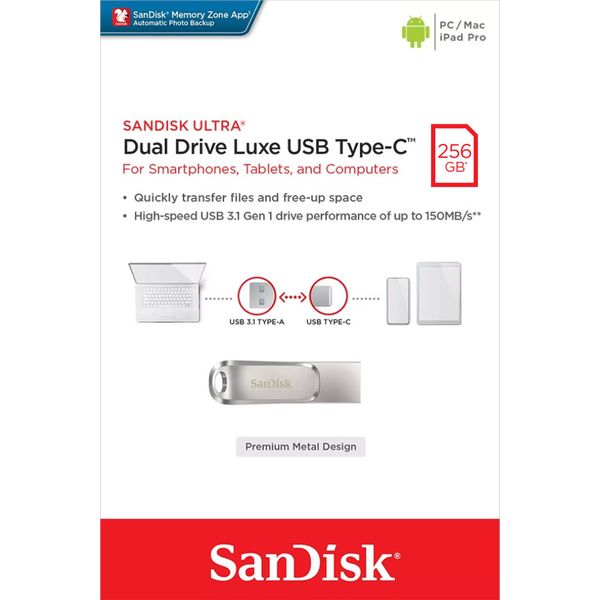 Sandisk Ultra Dual Drive Luxe - Usb-Flash-Laufwerk - 256 Gb - Usb 3.1 Gen 1 / USB-C-image