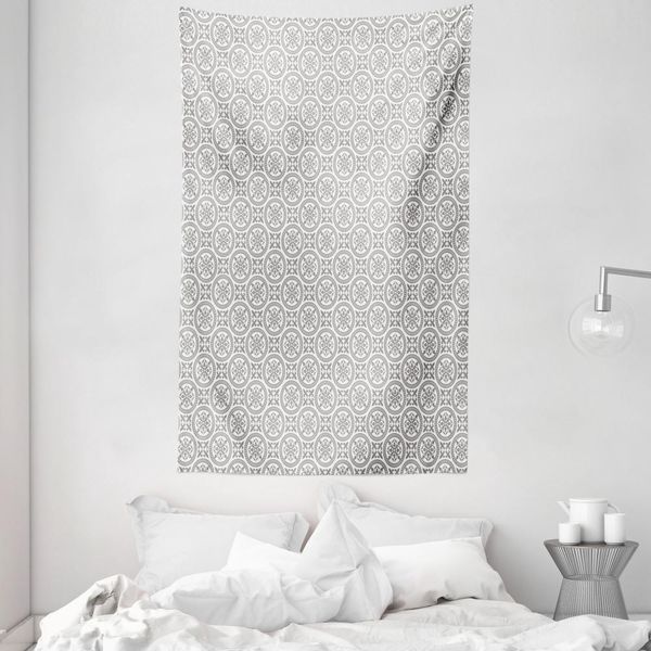 Abakuhaus Arazzo E Copriletto Grigio E Bianco, Mosaico Antico In Morbido Tessuto Microfibra Lavabile Senza Scolorimento, Stampa Digitale, 140 X 230 Cm, Grigio Bianco-image