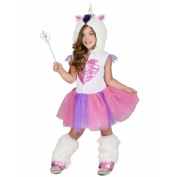 Costume Da Principessa Unicorno Per Bambina Bianco-Rosa-Viola - 110/116-image