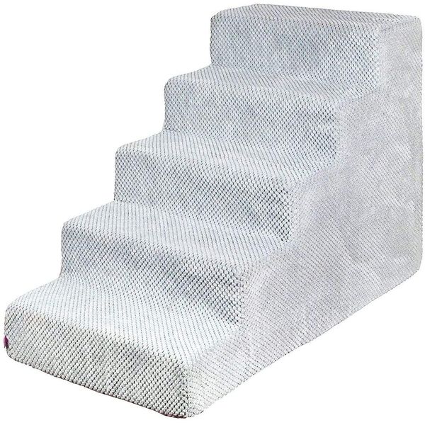Scale Per Cani Scale Per Gatti Scale Per Animali Domestici Aiuto Per Arrampicarsi Rivestimento In Peluche 5 Gradini Grigio-image
