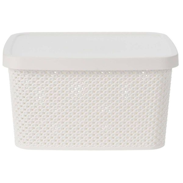 Cesto Portaoggetti In Plastica Bianca 27,4 Cm X 22 Cm X 15,1 Cm-image