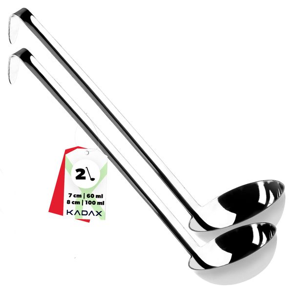 Mestolo Per Zuppa "Kebal"" In Acciaio Inox Kadax, Mestolo Per Salsa Con Manico Lungo Ed Ergonomico, 7 Cm + 8 Cm, Argento"-image