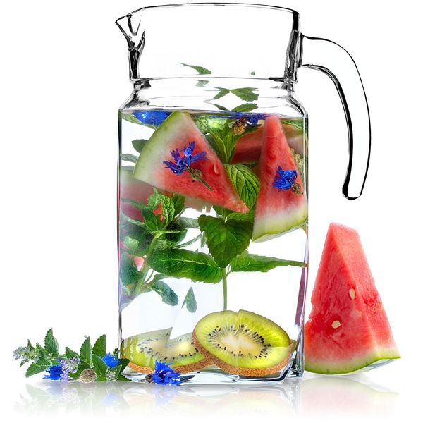 Caraffa Kadax, Caraffa In Vetro, Brocca Per Acqua Con Beccuccio E Manico Pratico, Trasparente, 1,7 Litri, 1 Pezzo-image