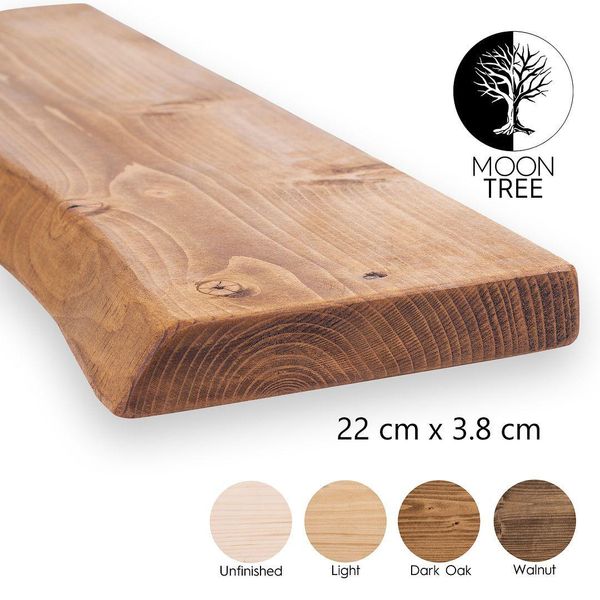 Moontree | Mensola Da Parete In Legno Rustico Aksel, 100Cmx22Cmx3,8Cm, Rovere Scuro | Mensola Da Appendere, Mensola Da Parete In Legno Per Soggiorno-image