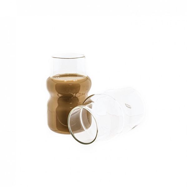 Mulex 8 Pz. Set Di Bicchieri Wave Style Trasparenti Resistenti Al Calore Per Bevande Calde E Fredde-image