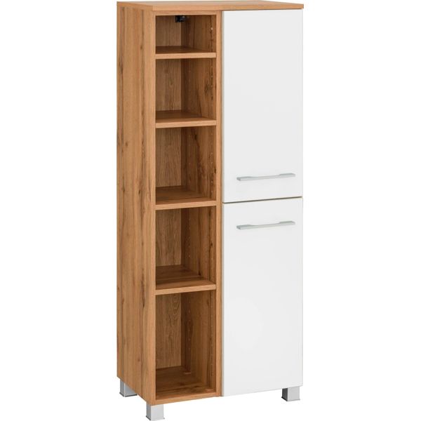 Midischrank Welltime "Soria", Weiß (Eichefarben, Weiß), B:55Cm H:135Cm T:35Cm, SchräNke, Midischrank-image