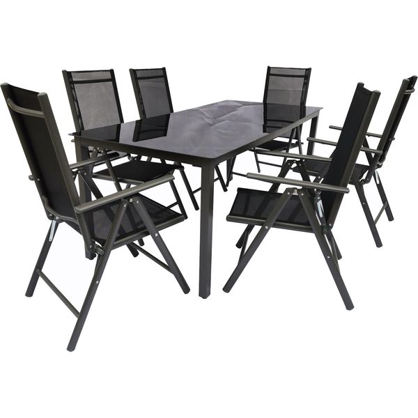 Vcm 7 Tlg. GartenmöBel Set Sitzgruppe Essgruppe 1X Tisch, 6X StüHle Tisch MaßE Ca. H. 76 X B. 189 X T. 90 Cm StüHle 189 SW-image
