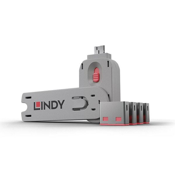 Lindy Blocco Porta Usb Tipo A 4Xrosa Con Chiave-image