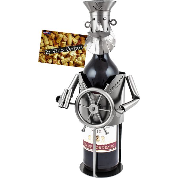 Brubaker Portabottiglie Vino Portabottiglie Capitano Oggetto Decorativo In Metallo Con Biglietto D'auguri Per Vino Regalo-image
