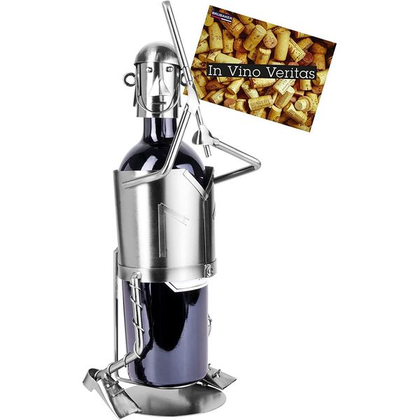 Brubaker Portabottiglie Da Vino Giocatore Di Baseball Portabottiglie Oggetto Decorativo In Metallo Con Biglietto D'auguri Per Regalo Vino-image