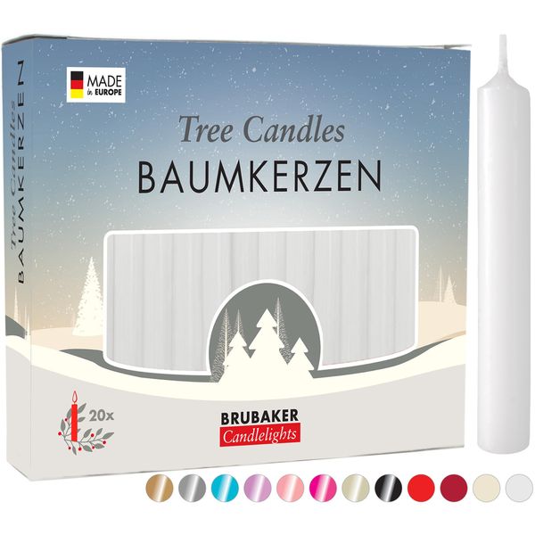 Brubaker Candele Per Albero Di Cera - Candele Natalizie Per Piramidi E Archi Di Candele - Candele Piramidali Per Albero Di Natale, 20 Pezzi, Bianco-image