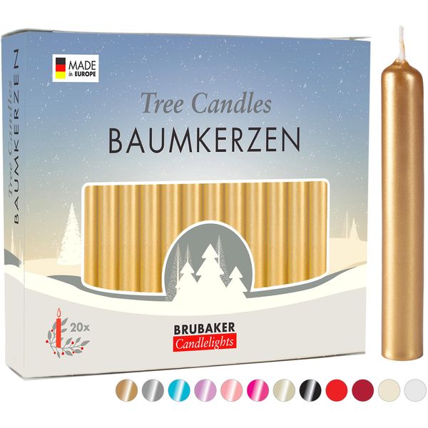 Brubaker Candele Per Albero In Cera - Candele Natalizie Per Piramidi E Archi Di Candele - Candele Piramidali Per Albero Di Natale, 100 Pezzi, Oro-image