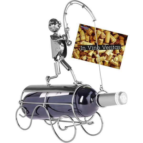 Brubaker Portabottiglie Da Vino Angler - Portabottiglie In Metallo Con Biglietto D'auguri Per Un Regalo Di Vino-image