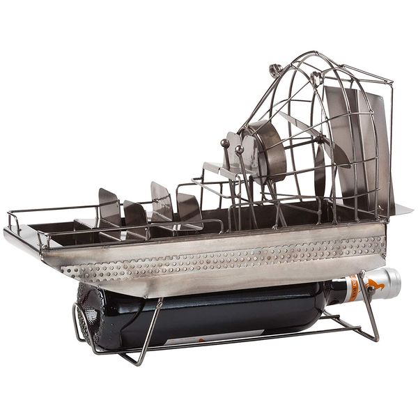Brubaker Portabottiglie Da Vino Barca Volante Airboat Swamp Boat Portabottiglie In Metallo Con Biglietto Di Auguri Per Vino Regalo-image