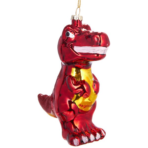 Brubaker T-Rex Red - Guaina Natalizia In Vetro Dipinta A Mano - Decorazione Dell'albero Di Natale Figurine Divertenti Decorazione Pendente - 12 Cm-image