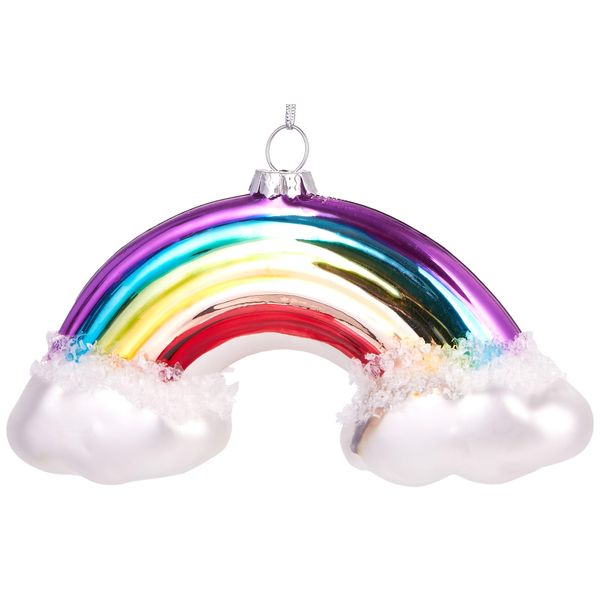 Brubaker Arcobaleno Con Nuvole Colorate - Guaina Natalizia In Vetro Dipinta A Mano - Decorazione Per Albero Di Natale Figurine Divertente Decorazione Pendente - 12 Cm-image