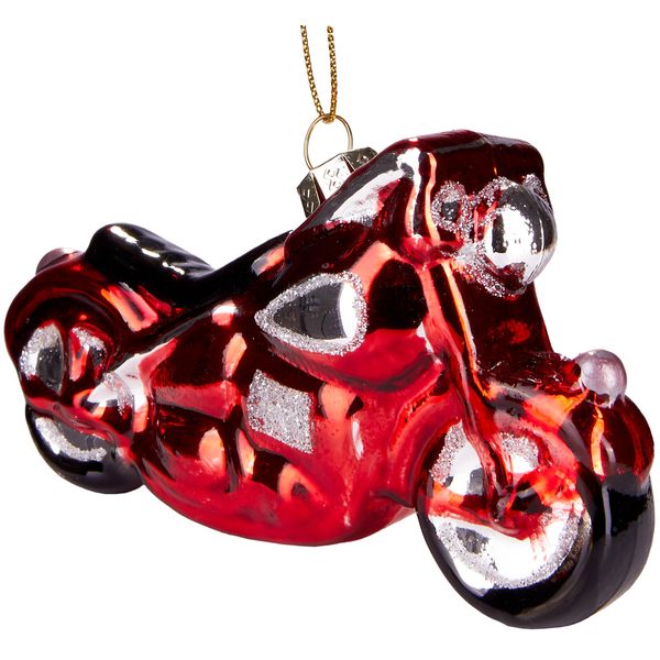 Brubaker Motorbike Red - Guaina Natalizia In Vetro Dipinta A Mano - Decorazione Per L'albero Di Natale Figurine Divertenti Decorazione Ciondolo Per L'albero - Circa 12 Cm-image