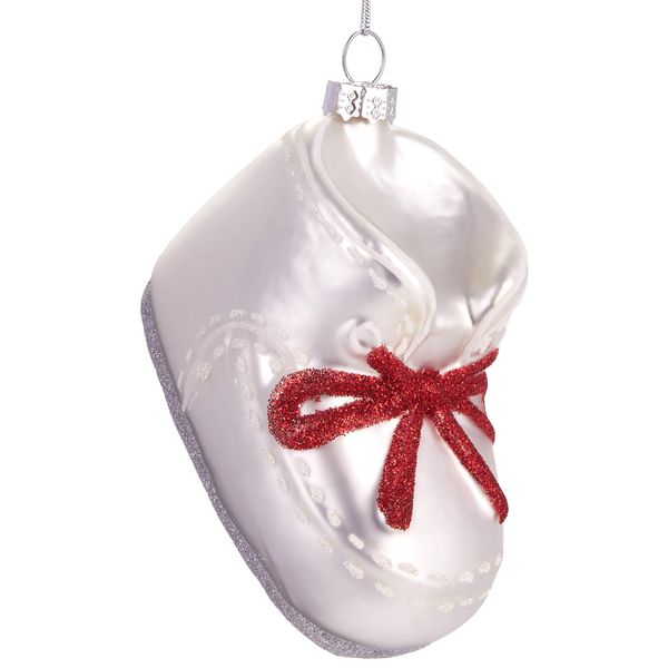 Brubaker Scarpina Da Bambino Con Fiocco Rosso - Guaina Natalizia In Vetro Dipinta A Mano - Decorazione Per L'albero Di Natale Figurine Divertenti Decorazione Pendente - Circa 9 Cm-image