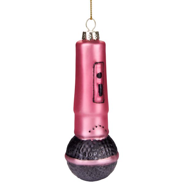 Brubaker Microfono Rosso - Decorazioni Natalizie In Vetro Dipinte A Mano - Addobbi Per L'albero Di Natale - 12 Cm-image