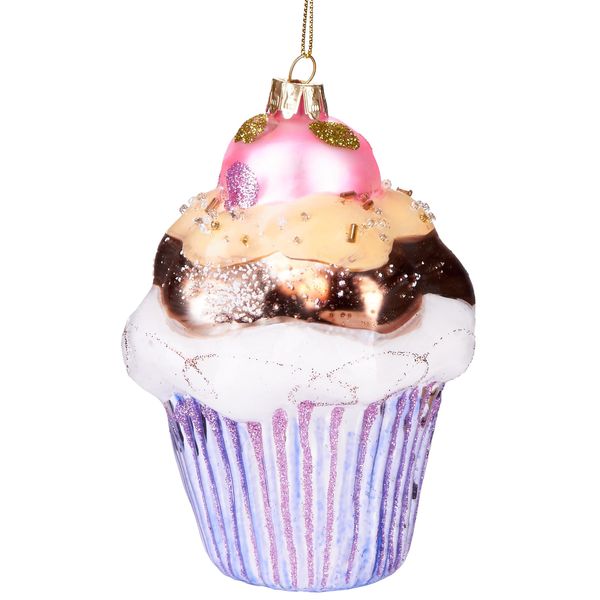 Brubaker Cupcake - Guaina Di Natale In Vetro Dipinta A Mano - Decorazione Dell'albero Di Natale Figurine Divertente Decorazione Pendente Albero Bauble - 13 Cm-image