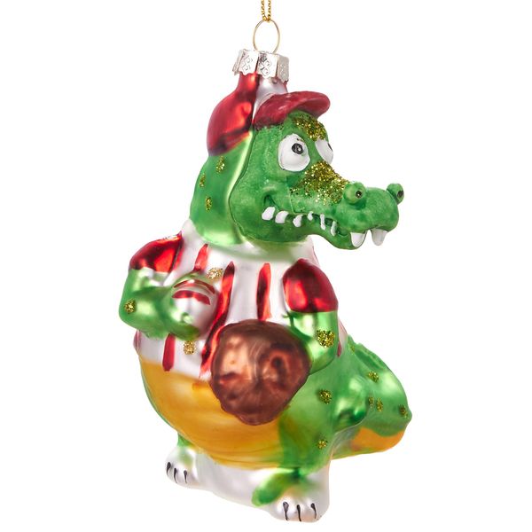 Brubaker Coccodrillo Di Baseball - Guaina Di Natale In Vetro Dipinta A Mano - Decorazione Per L'albero Di Natale Figurine Divertenti Decorazione Pendente Per L'albero - Circa 11,5 Cm-image
