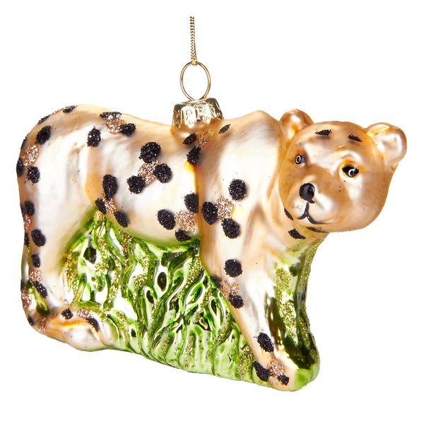 Brubaker Leopardo - Guaina Di Natale In Vetro Dipinta A Mano - Decorazione Per L'albero Di Natale Figurine Divertenti Decorazione Pendente - 11,5 Cm-image