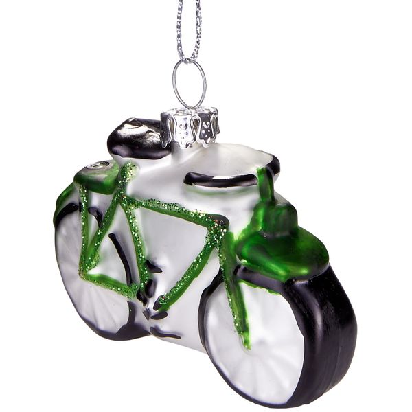 Brubaker Bicycle Green - Guaina Di Natale In Vetro Dipinta A Mano - Decorazione Dell'albero Di Natale Figurine Divertenti Decorazione Pendente - 7 Cm-image
